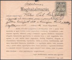 1902 Késmárk, ügyvédi meghatalmazás 1K okmánybélyeggel, "Késmárk szab. kir. város tanács pecsét...