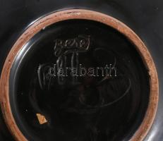 Bene József Iparművész kerámia tál. Kézzel festett, jelzett, hibátlan d: 28 cm