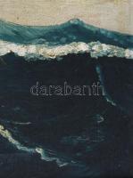 Olvashatatlan jelzéssel: Hajók a tengeren. Olaj, vászon, dekoratív fakeretben. 40×60 cm