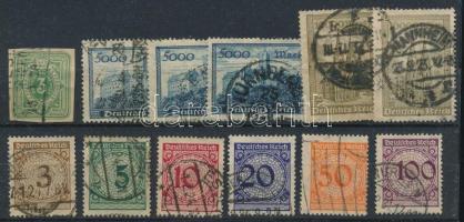 Deutsches Reich 1880-1923 vágott klasszikus bélyeg + inflációs bélyegek színváltozatokkal + decentrált számos sor