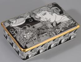 3 db Szász Endre által tervezett Hollóházi porcelán tál és doboz. Matricás, jelzett, hibátlan, egyik...