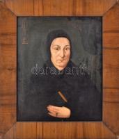 Jelzés nélkül, XVIII. sz- XIX. sz. eleje: Pap imakönyvvel. Olaj, vászon. Hátoldalán Szépművészeti Múzeum 1115/96 sz. bírálati címkéjével. Dublírozott, restaurált. 60x50 cm Antik fakeretben,