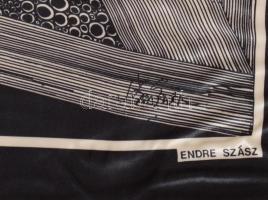 Női selyem kendő Szász Endre által tervezett mintával, jelzett, hibátlan 90x90 cm , eredeti dobozába...