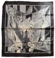 Női selyem kendő Szász Endre által tervezett mintával, jelzett, hibátlan 90x90 cm , eredeti dobozában