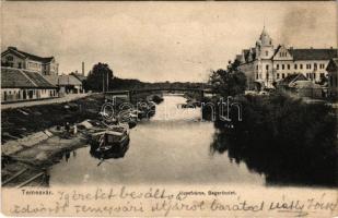 1905 Temesvár, Timisoara; Józsefváros, Béga részlet, híd / Iosefin, Bega riverside and bridge (fl)