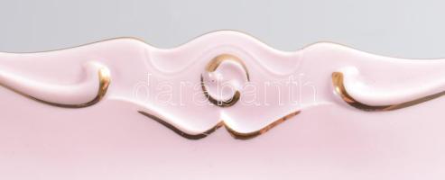 Haas és Czjizek porcelán tál. Rózsaszín. 32x18 cm Eredeti dobozában hibátlan