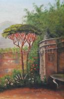 Gódy Mária jelzéssel: Vízparti táj. Olaj, vászon, kissé sérült. Dekoratív fakeretben. 50×70 cm