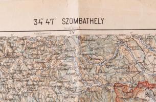 cca 1920 Szombathely környékének katonai térképe, 1 : 200.000, Militärgeographisches Institut, lapsz...