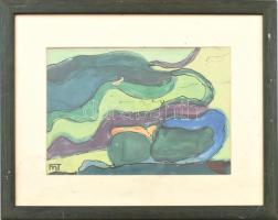 MT jelzéssel: Színes kép. Akvarell, tus. Üvegezett fakeretben. 20x29 cm