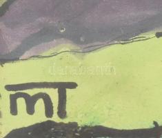 MT jelzéssel: Színes kép. Akvarell, tus. Üvegezett fakeretben. 20x29 cm