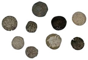 9db-os középkori, magyar és külföldi Ag érméből álló tétel, közte 1540KB Dénár Ag "I. Ferdinánd" + 1541KB Dénár Ag "I. Ferdinánd" + Ausztria 1200 k. "Bécsi fillér" Ag (2db) T:vegyes