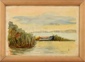 AB jelzéssel: Nádas. Akvarell, papír. Üvegezett fa keretben. 21×29 cm