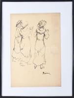 Rónai jelzéssel: Három grácia. Tus, papír. 30,5x21 cm. Üvegezett keretben