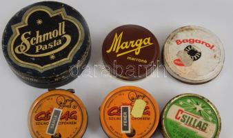 7 db régi és újabb fém cipőpaszta doboz