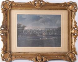 Jelzés nélkül: Gólyák. Olaj, vászon. 17x23 cm. Dekoratív, üvegezett, sérült fakeretben