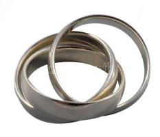 Ezüst (Ag) trinity gyűrű, jelzett, méret: 56, nettó: 10,9 g