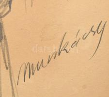 Munkácsy jelzéssel: Alakok. Ceruza, papír. Kissé foltos. 30,5x27,5 cm. Fakeretben