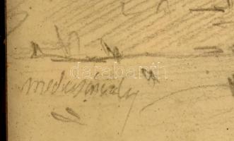 Mednyánszky jelzéssel: Pince. Ceruza, papír. Üvegezett fa keretben. 20x31 cm