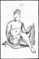 Kádár Béla jelzéssel: Akt. Tus, papír. 30x19,5 cm