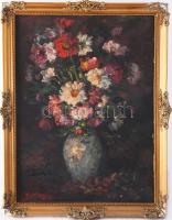 Koszta jelzéssel: Csendélet. Olaj, karton. 40x30 cm. Dekoratív, sérült fakeretben.