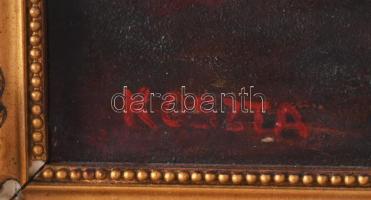 Koszta jelzéssel: Csendélet. Olaj, karton. 40x30 cm. Dekoratív, sérült fakeretben