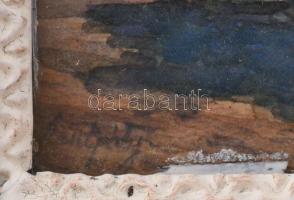 Szentpály jelzéssel: Vízparti táj. Akvarell, papír. Dekoratív, üvegezett fakeretben. 11,5x14,5 cm