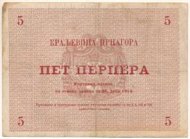 Montenegró / Osztrák-magyar megszállás 1914. 5P T:F pici sarokhiány
Montenegro / Austro-Hungarian o...