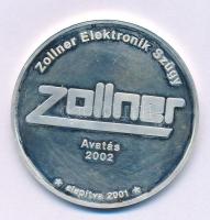 2002. "Zollner Elektronik Szügy - Avatás 2002" kétoldalas, peremén jelzett Ag emlékérem ka...
