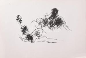 Vaszary János (1867-1939): Női és férfi alak. Ofszet, papír, jelzés nélkül. 30x42 cm