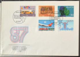 Svájc 100 db FDC az 1970-es, 1990-es évekből, FDC berakóban