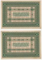 Olaszország 1918. Velence / Osztrák-magyar megszállás 2L (2x) sorszámkövetők "48 12,361 - 48 12...