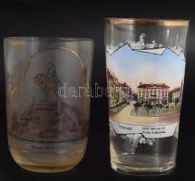 5 darab antik emlékpohár magyar városokból: Brassó, Temesvár, Borszék, Kolozsvár, Pozsony. Kopott ar...