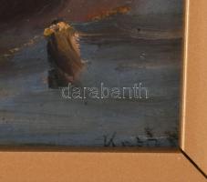 Kató Kálmán (1876-1946): Balatonpart. Olaj, karton, jelzett, dekoratív fakeretben, 18×24,5 cm