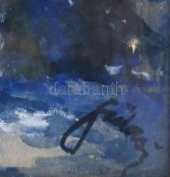 Olvashatatlan jelzéssel: Téli táj. Akvarell, papír. Ázásnyommal. Üvegezett, dekoratív, kissé sérült ...