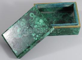 Malachit ékszerdoboz, 12x8x6 cm