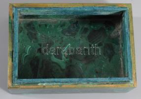 Malachit ékszerdoboz, 12x8x6 cm