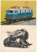 15 db MODERN gőzmozdony, vonat képeslap / 15 MODERN locomotives, trains postcards