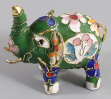 Cloisonne elefánt figura, m: 4,5 cm