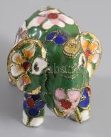 Cloisonne elefánt figura, m: 4,5 cm