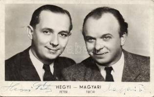 Kelly Anna,Hegyi Péter és Magyari Tibor énekesek aláírása Hegyi és Magyari fotóján