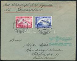 Deutsches Reich 1931 Zeppelin futott levél Brazíliába Mi 423 + 455 bélyegekkel (a levél egy része hiányzik)