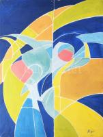 Kárpáti Eszter (-): Születés, 2000. Akril, vászon, jelzett. 67×50 cm