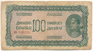 Jugoszlávia 1944. 100D "BY 739429" T:VG Yugoslavia 1944. 100 Dinar "BY 739429" C:VG Krause 53.