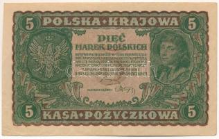 Lengyelország 1919. 5M vízjeles papíron "EB 262,499" T:F erős papír Poland 1919. 5 Marek watermark paper "EB 262,499" C:F strong paper Krause P#24