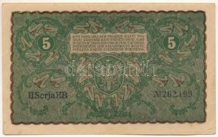 Lengyelország 1919. 5M vízjeles papíron "EB 262,499" T:F erős papír
Poland 1919. 5 Marek ...