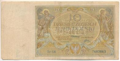 Lengyelország 1929. 10Zl "GM. 7683863" T:F fo. Poland 1929. 10 Zlotych "GM. 7683863" C:F spotted Krause P#69