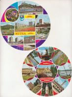 12 db MODERN magyar és külföldi kör alakú város képeslap / 12 MODERN Hungarian and foreign circular ...