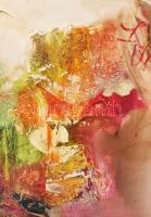 Kiss Elek (1938-1995): Gesztusok (cím nélkül), 1992. Olaj, vegyes technika, farost. Jelezve középen ...