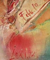 Kiss Elek (1938-1995): Gesztusok (cím nélkül), 1992. Olaj, vegyes technika, farost. Jelezve középen ...