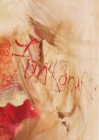 Kiss Elek (1938-1995): Gesztusok (cím nélkül), 1992. Olaj, vegyes technika, farost. Jelezve középen ...